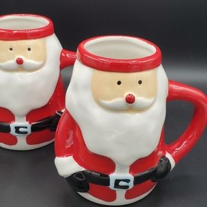New Set of 2 Holiday Home Santa Coffee Mugs